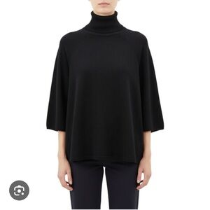 Eileen Fisher Turtleneck Merino Wool Sweater Poncho in Blue size M